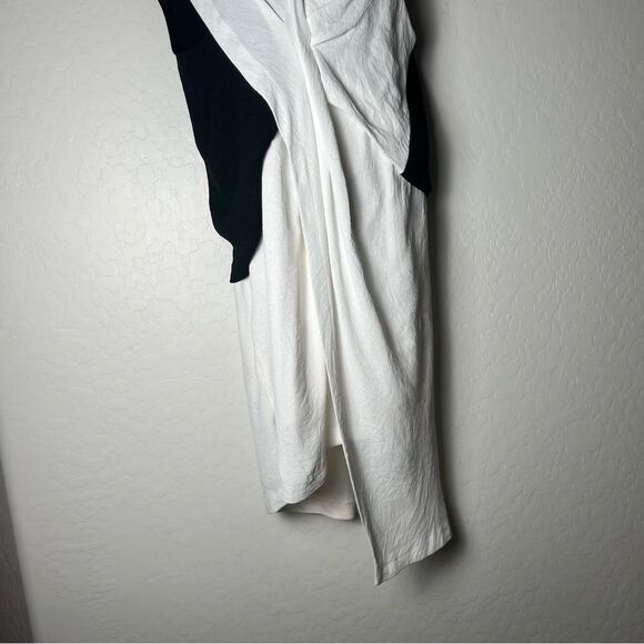 NWT Helmut Lang Sugar Silk Crepe Asymmetrical Black White Sleeveless Dress 10 - Picture 10 of 16